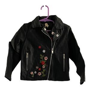 3/$15 Little Stiches Black Pink Red Flower Embroidery Bike Fall Jacket 3-4 Years